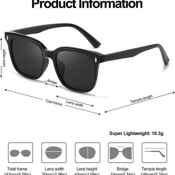 Trendy Polarized Sunglasses for Women Square Anti Glare Sun Glasses with UV Prot - Picture 3 of 6